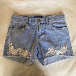 Girls Denim Shorts Embroidered Jean Shorts Distressed